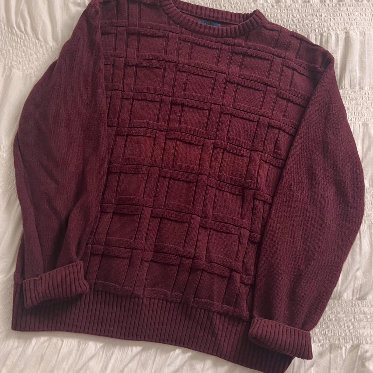 Burgundy grid knit sweater (M)