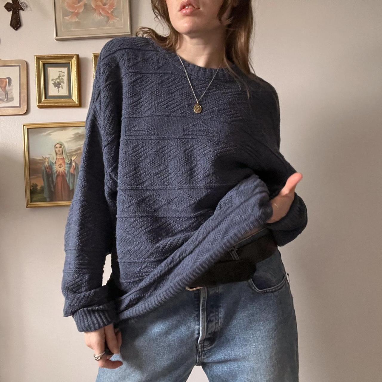 90's navy textured knit sweater (XL)