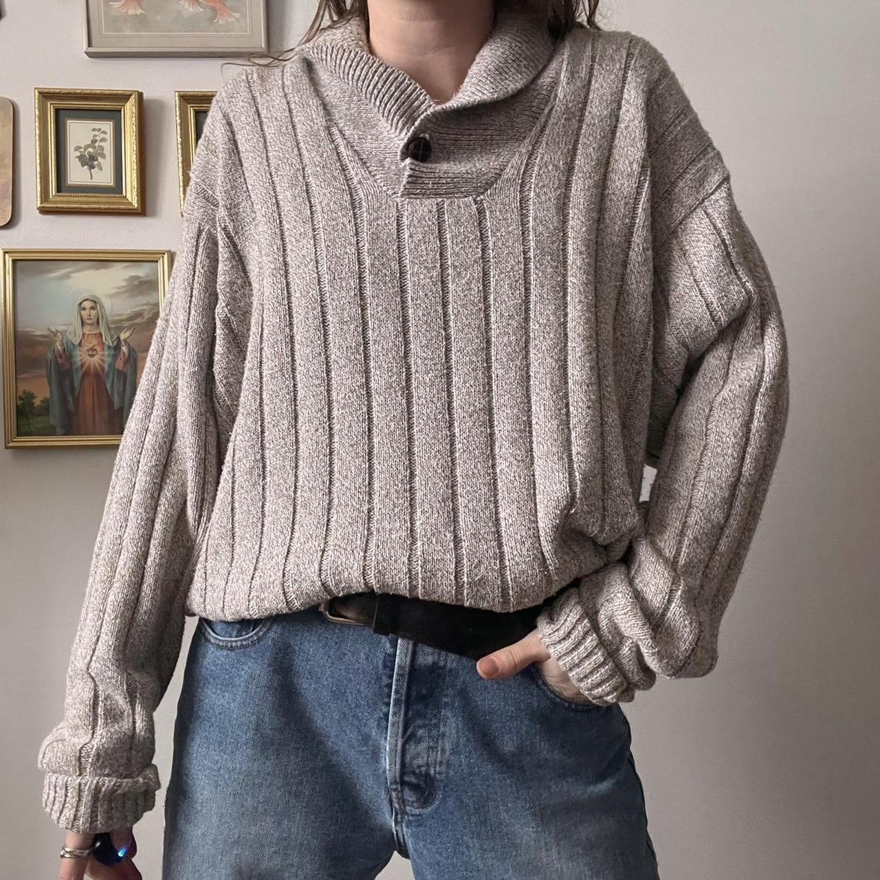 Oatmeal grandpacore knit sweater (L)