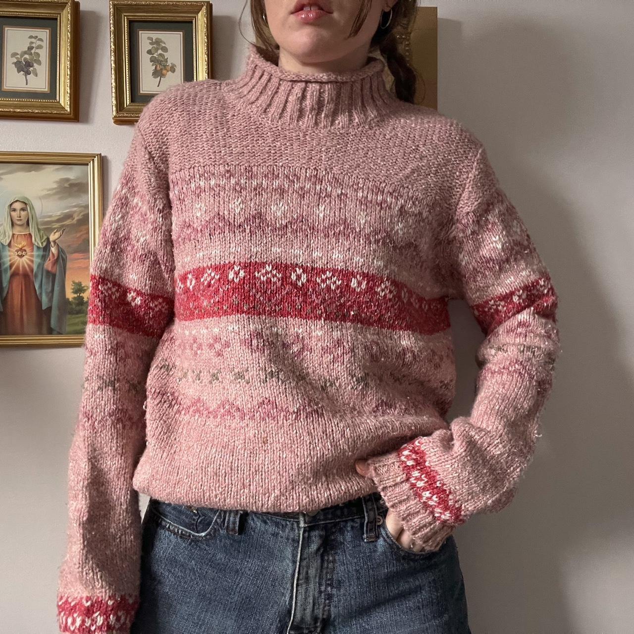 Pink cottage knit sweater (L)