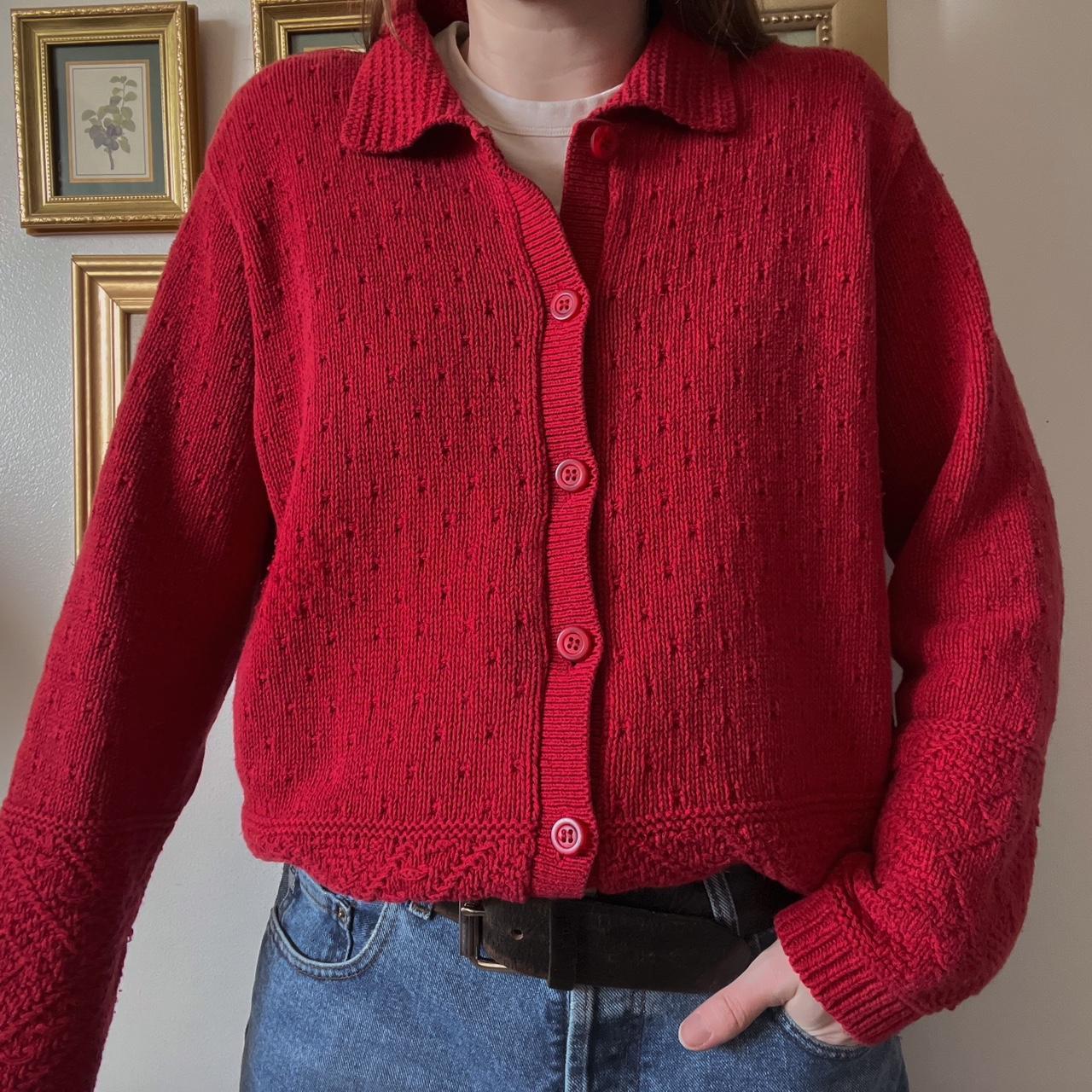 Red slouch knit cardigan (L)