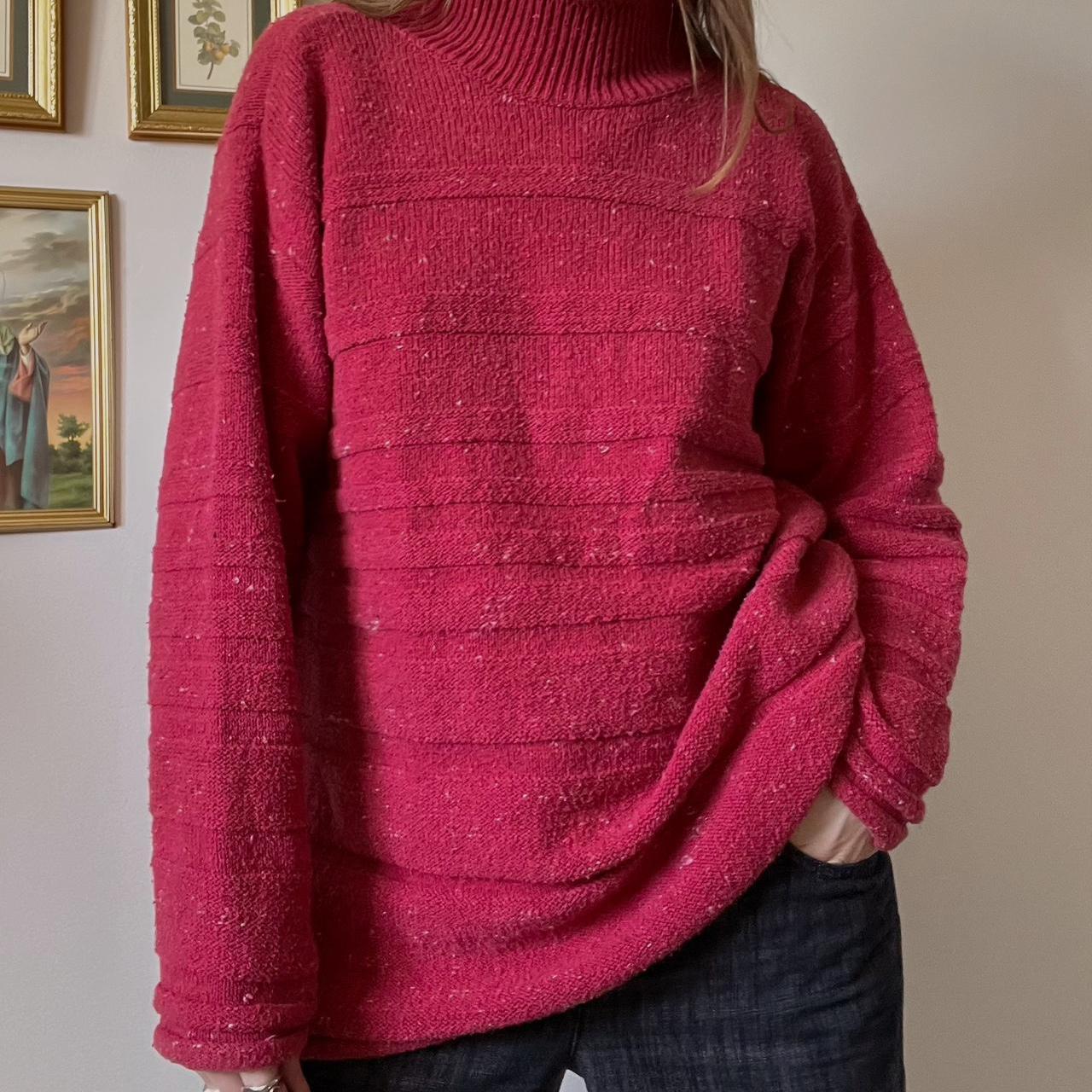 Red speckled knit sweater (L)