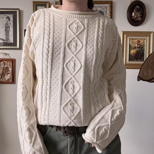 Cream cable knit sweater (S)