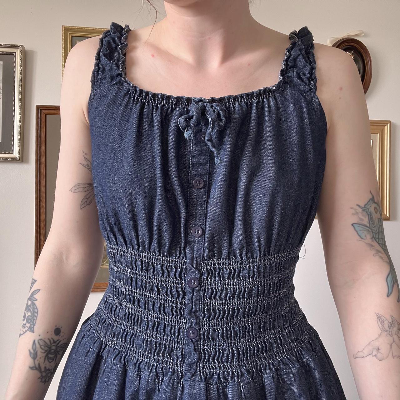 Tiered denim midi dress (M)