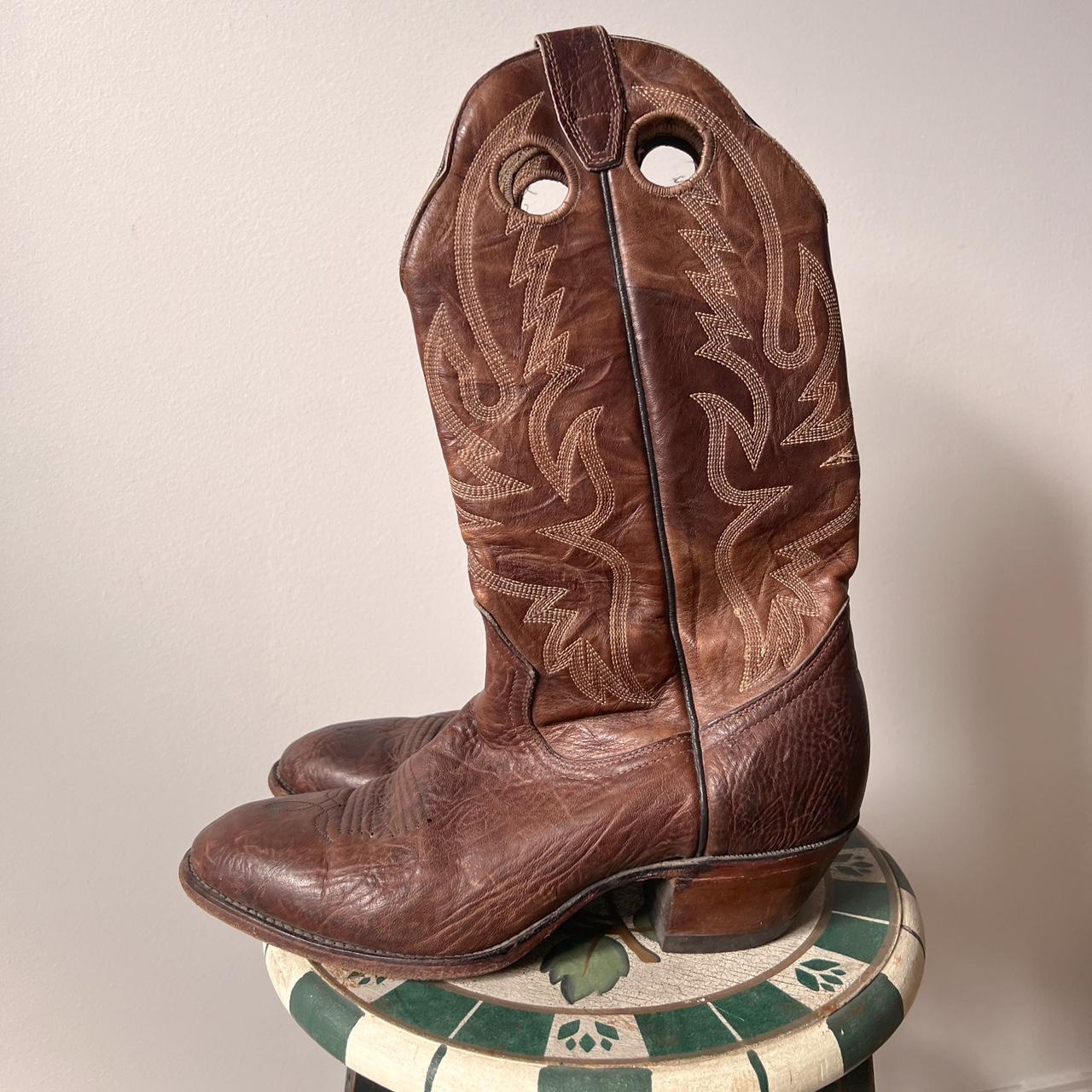 Brown leather boulet cowboy boots (10-10.5)