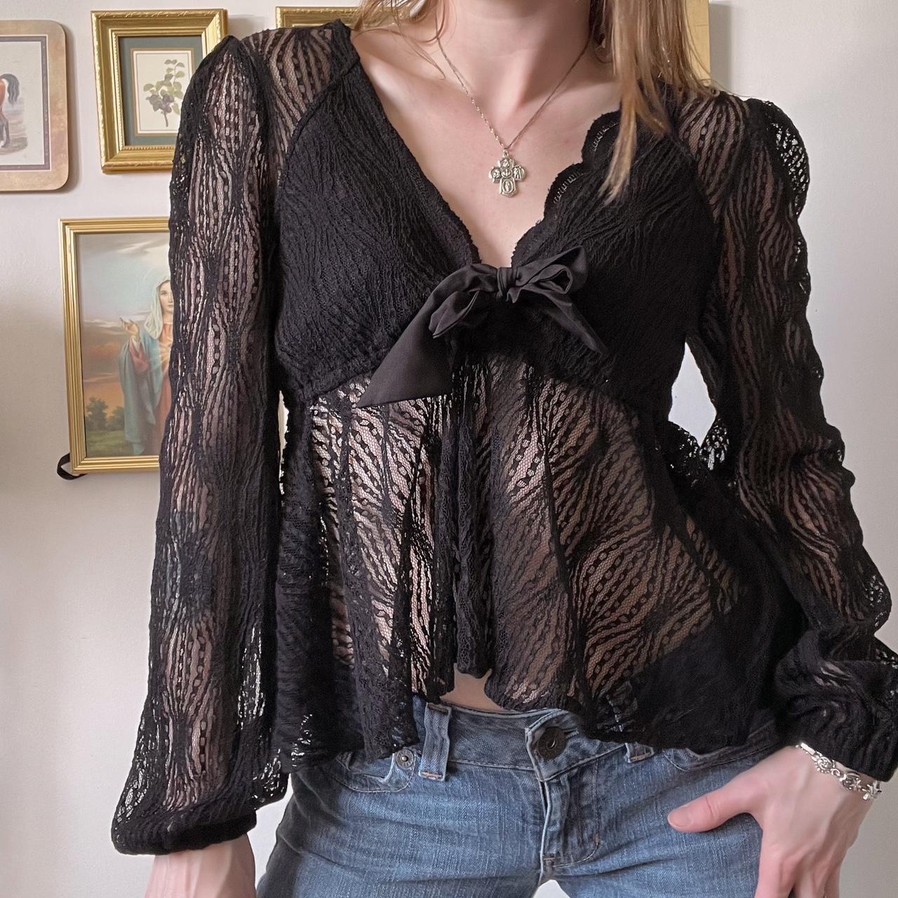 Free people black lace top (M)