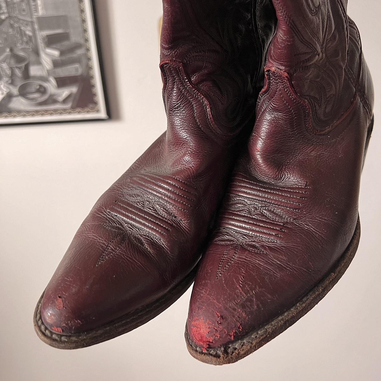 Burgundy leather cowboy boots (8)