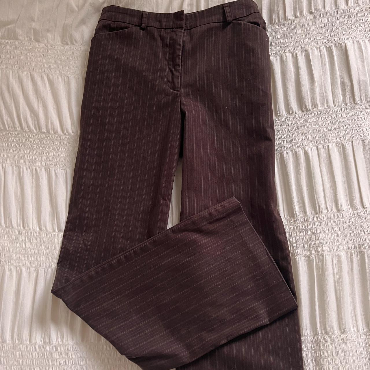 Brown pinstripe flare trousers (30')