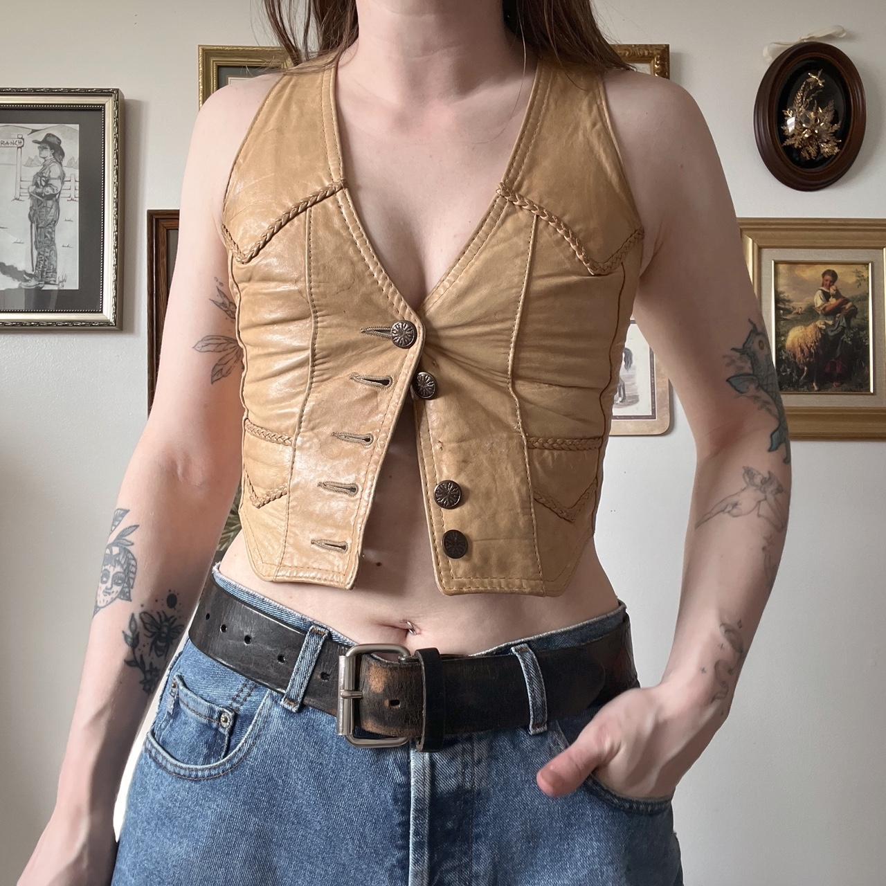 70's leather western vest (XS)