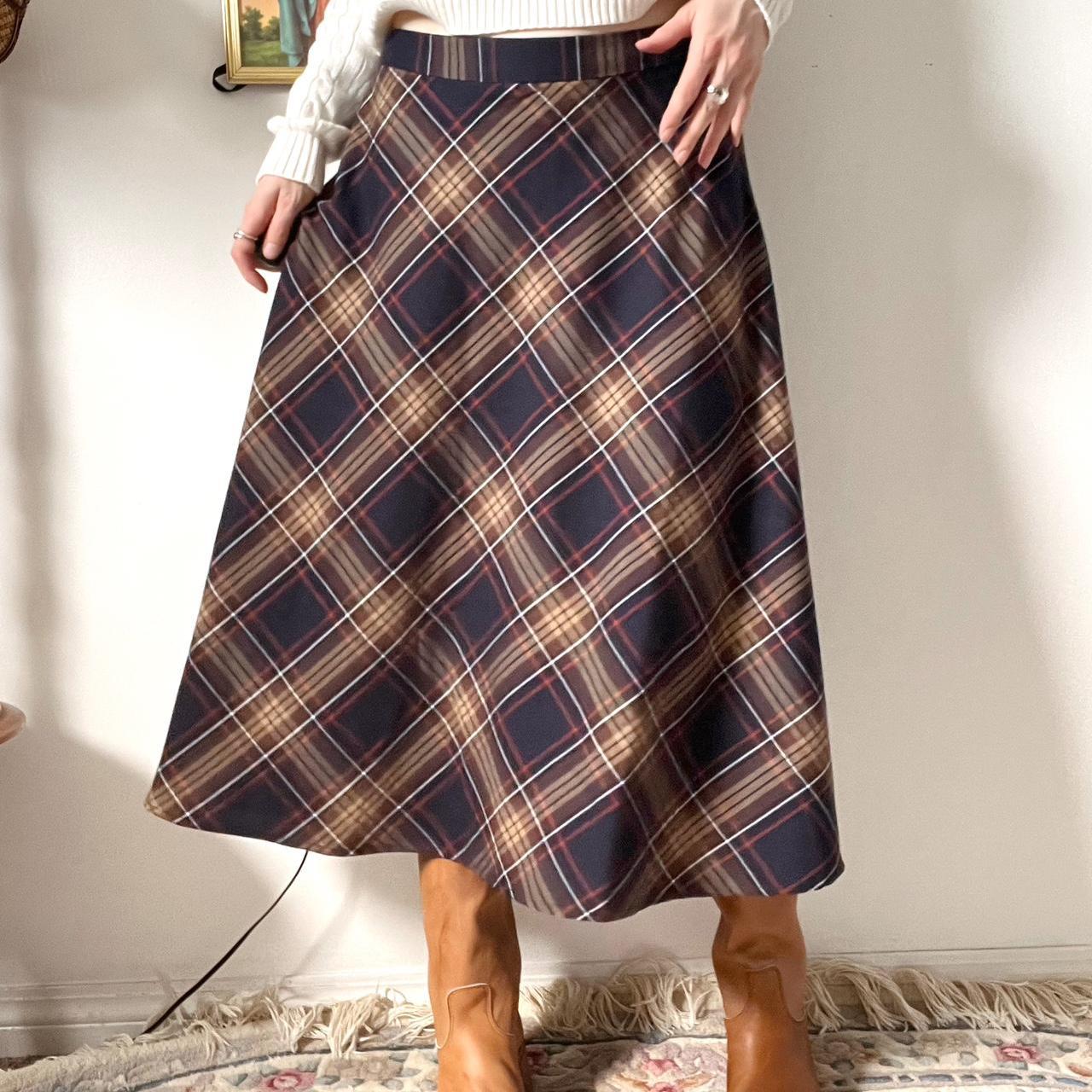 Plaid maxi skirt (L)