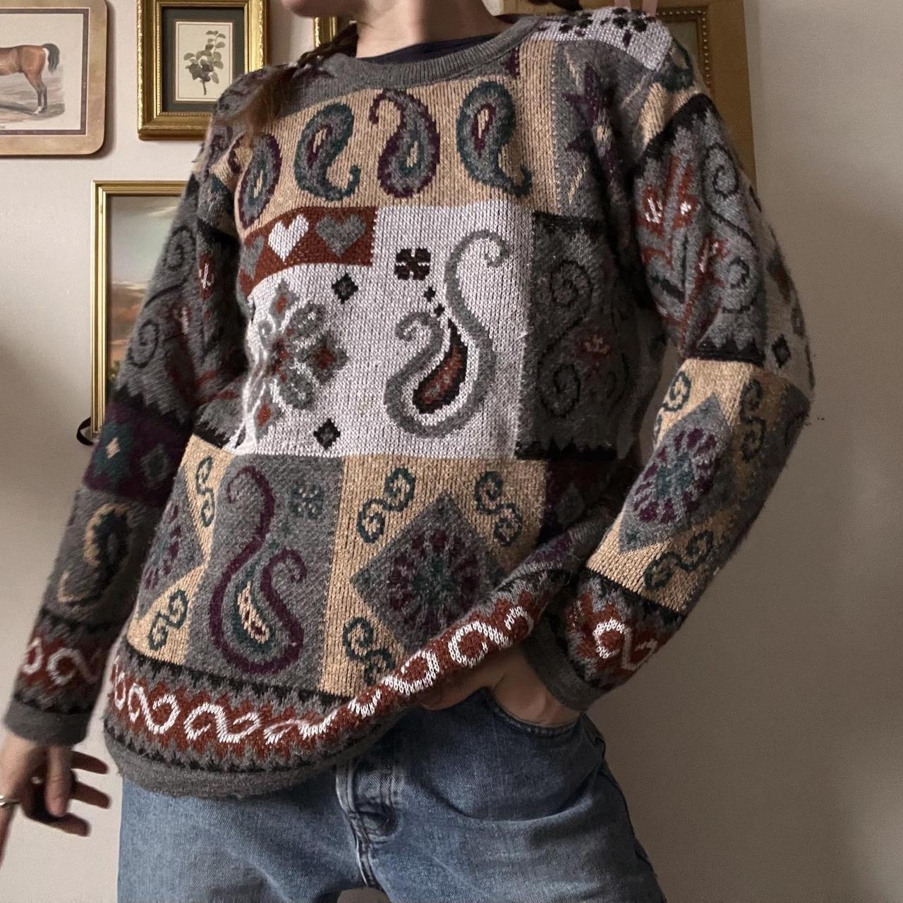 Vintage paisley knit sweater (L)