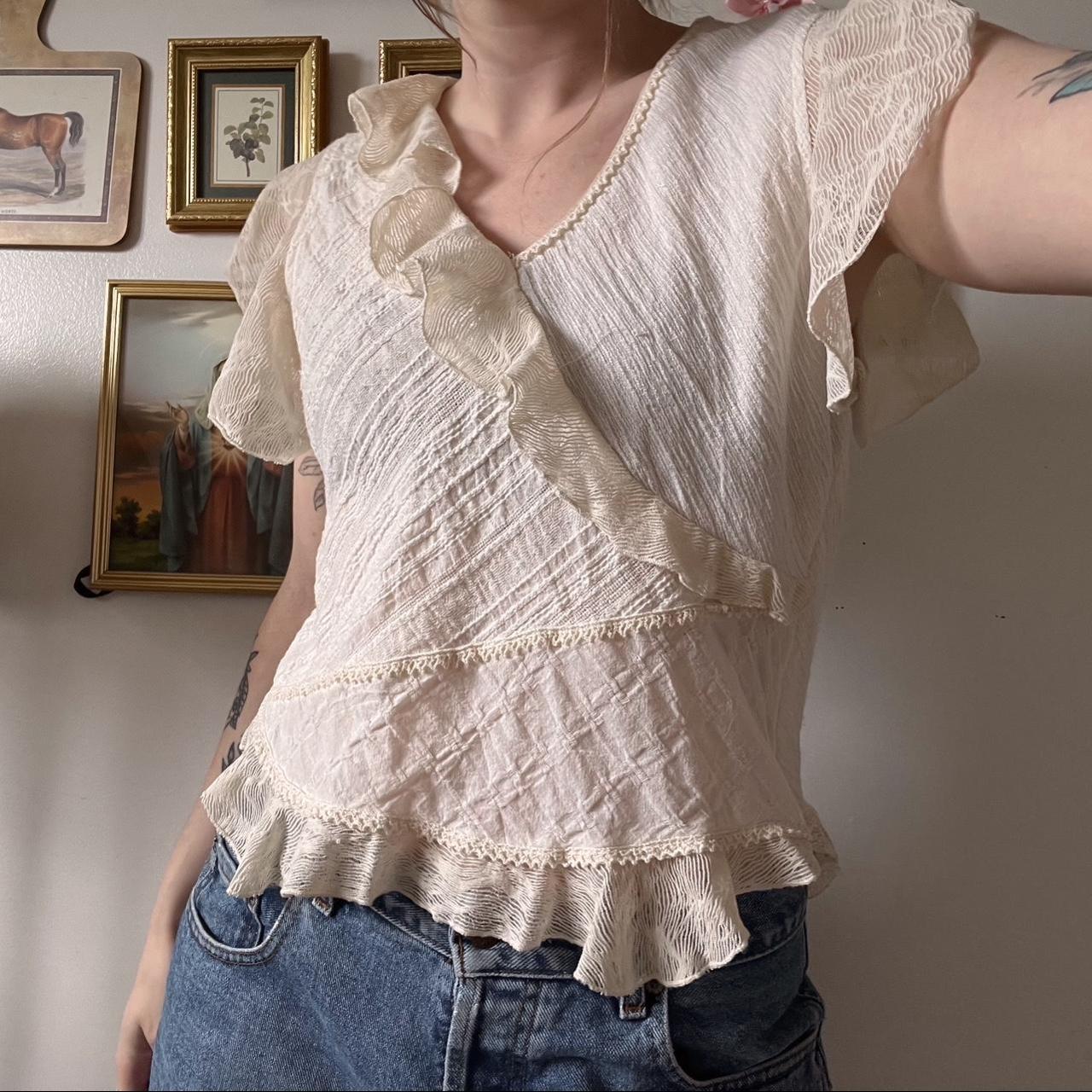 Vintage cottagecore ruffle blouse (S)