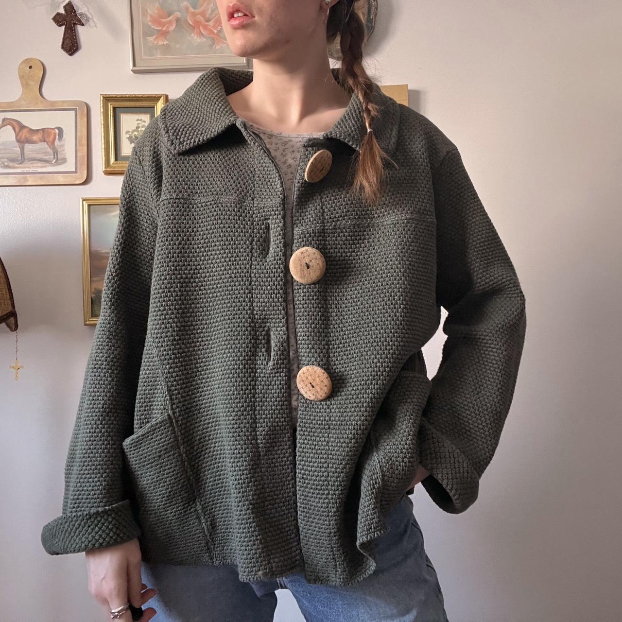 Forest green knit cardigan (XL)