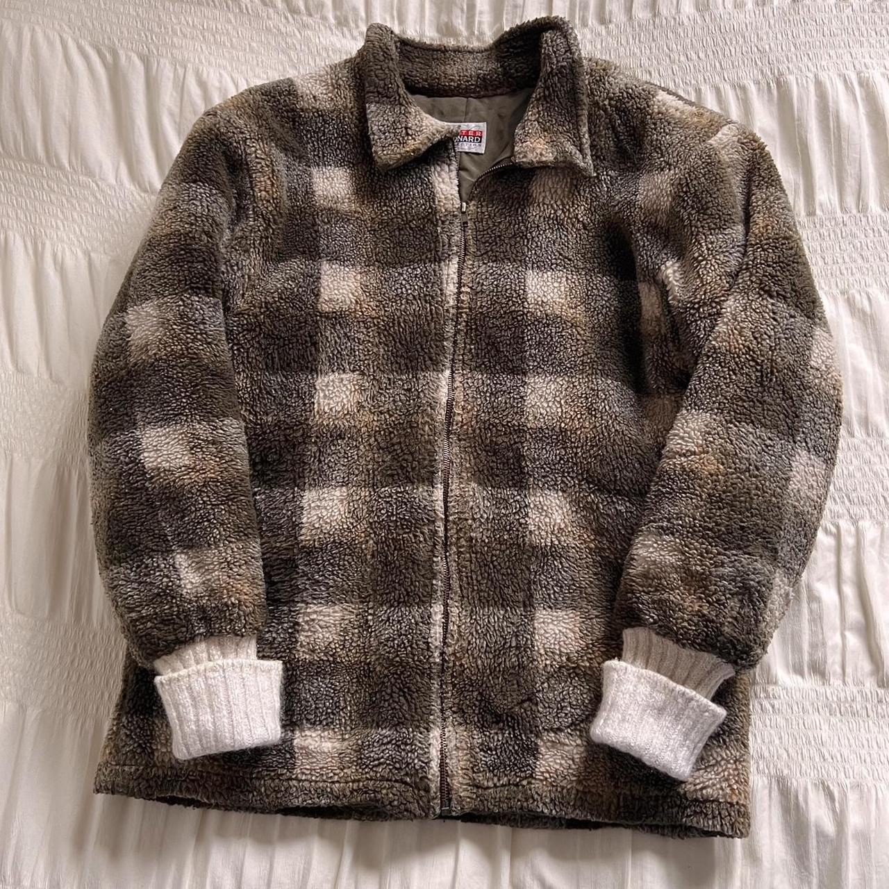 Forest green checkered fleece jacket (S)