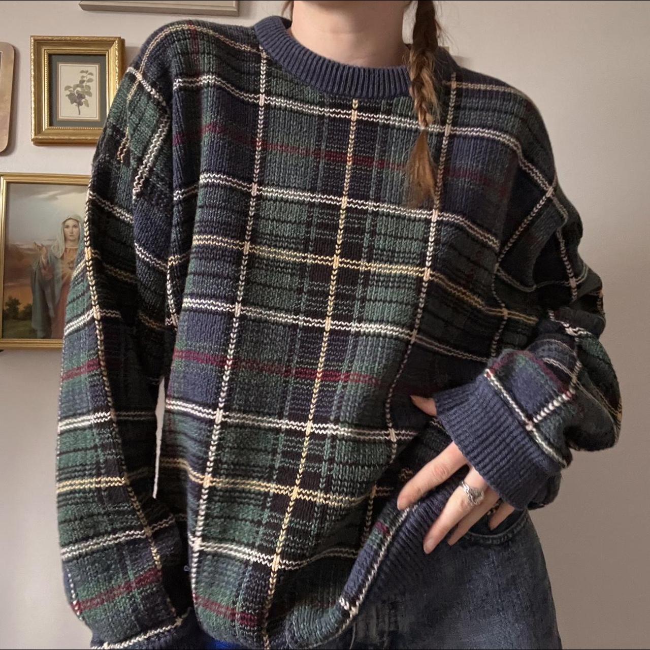 Vintage checkered knit sweater (XL)