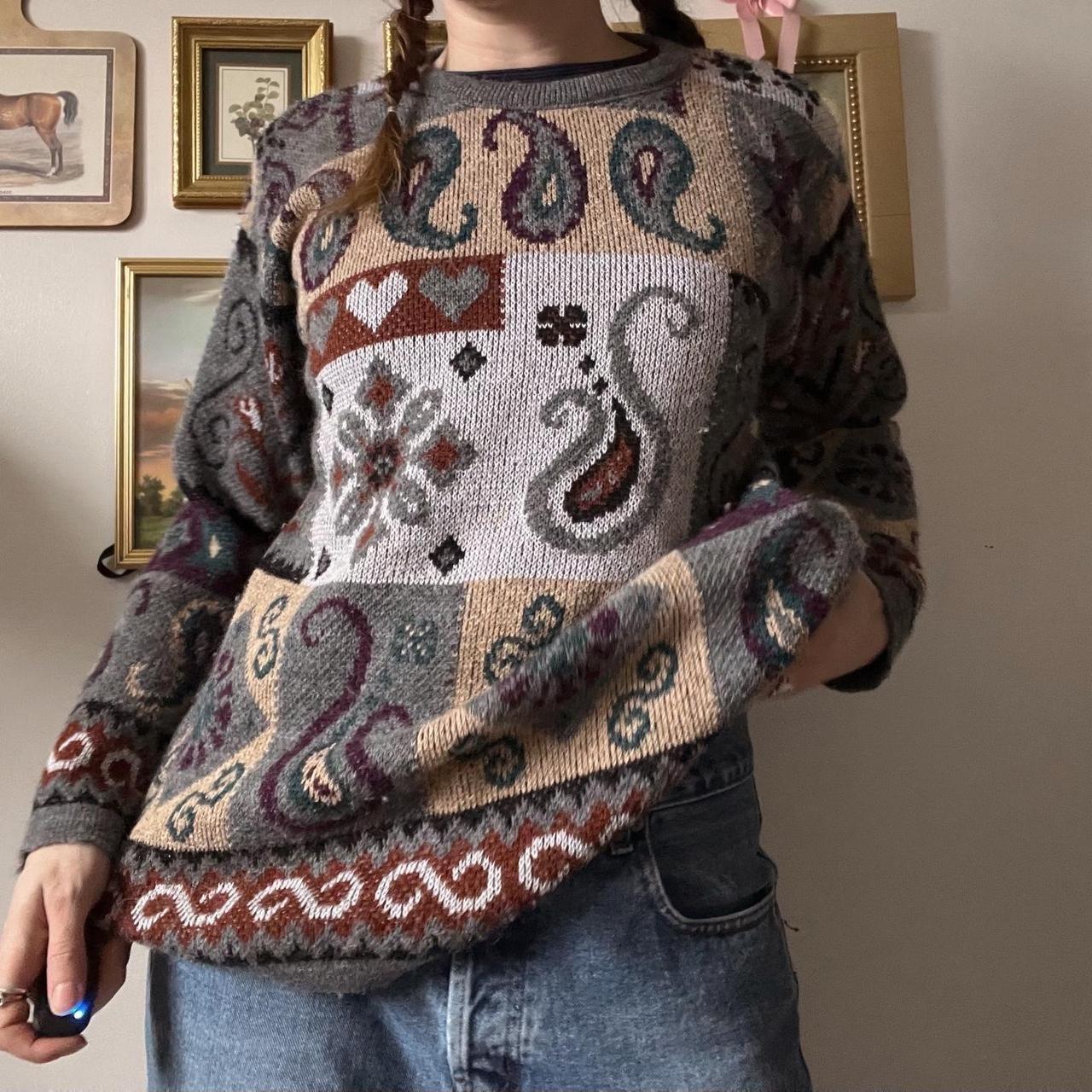 Vintage paisley knit sweater (L)