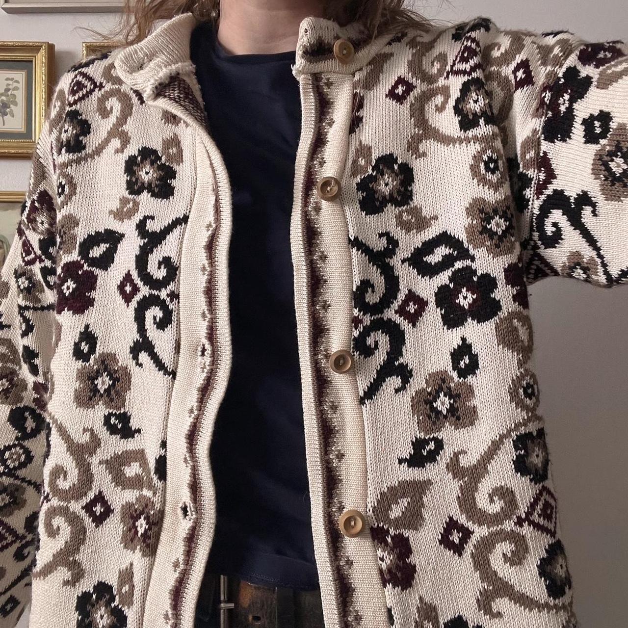 Vintage floral cream cardigan (S)