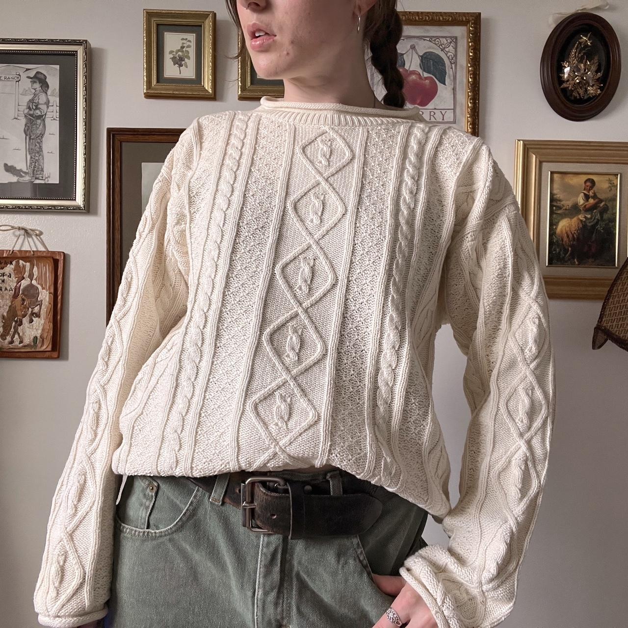 Cream cable knit sweater (S)