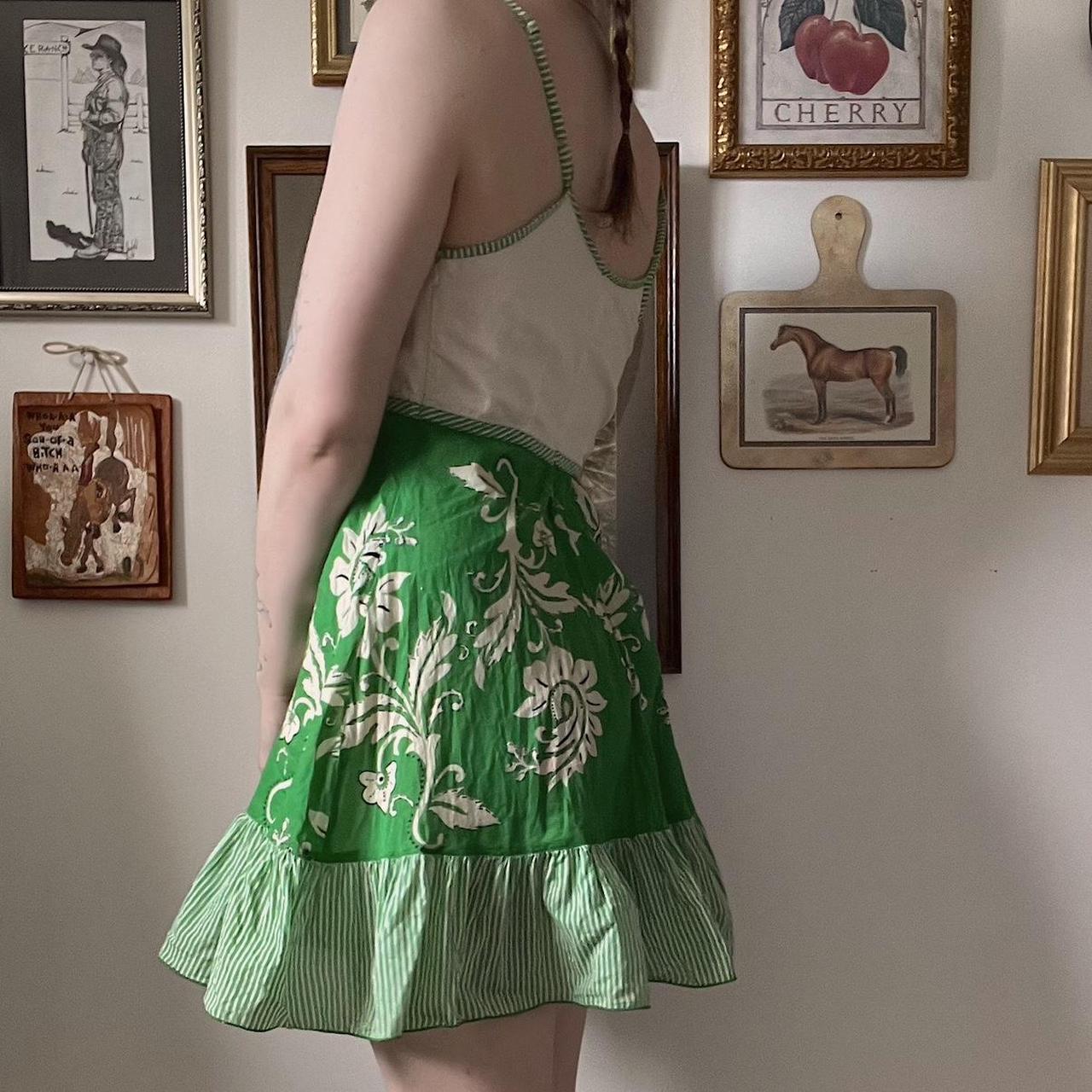 Spring green floral dress (S)