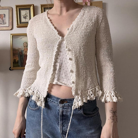 Frilly knit cardigan (S)