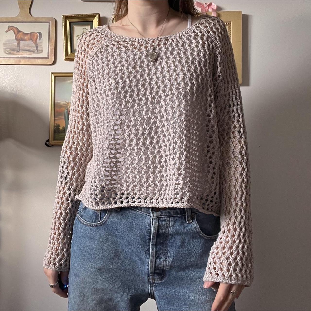 Slouchy fishnet knit sweater (M)