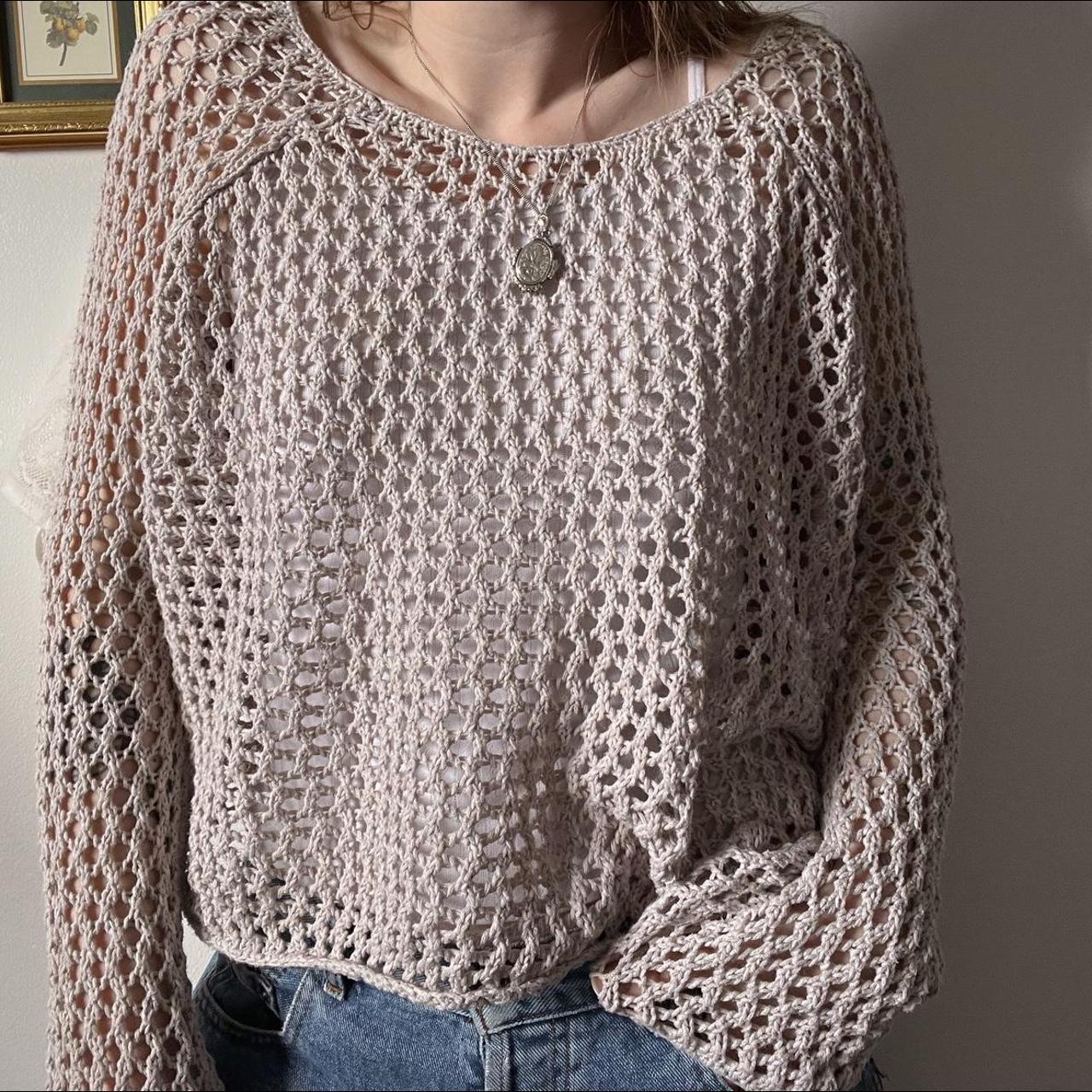 Slouchy fishnet knit sweater (M)