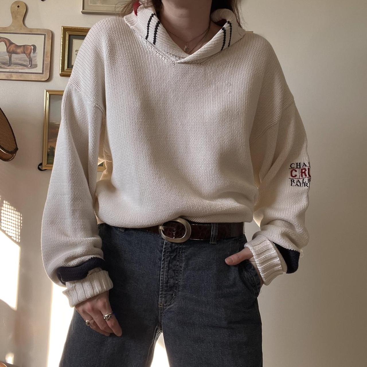 Chunky oversized white knit sweater (XL)