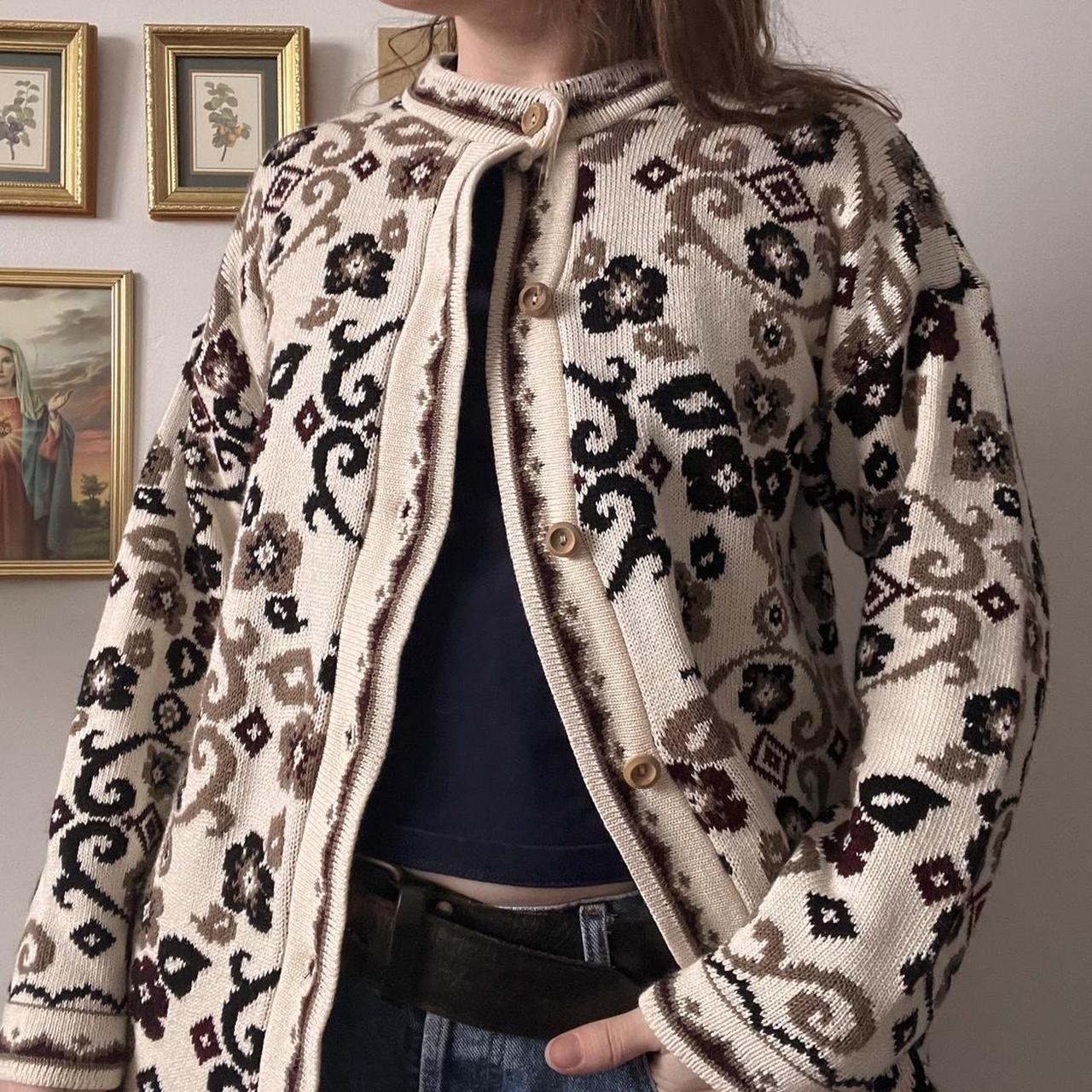 Vintage floral cream cardigan (S)