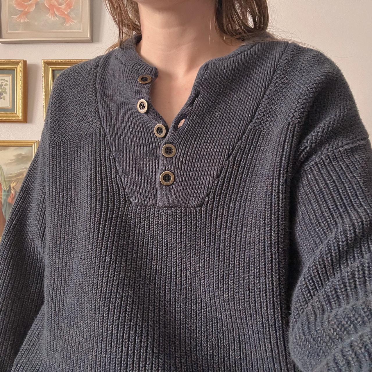 Chunky coastal navy knit sweater (M)