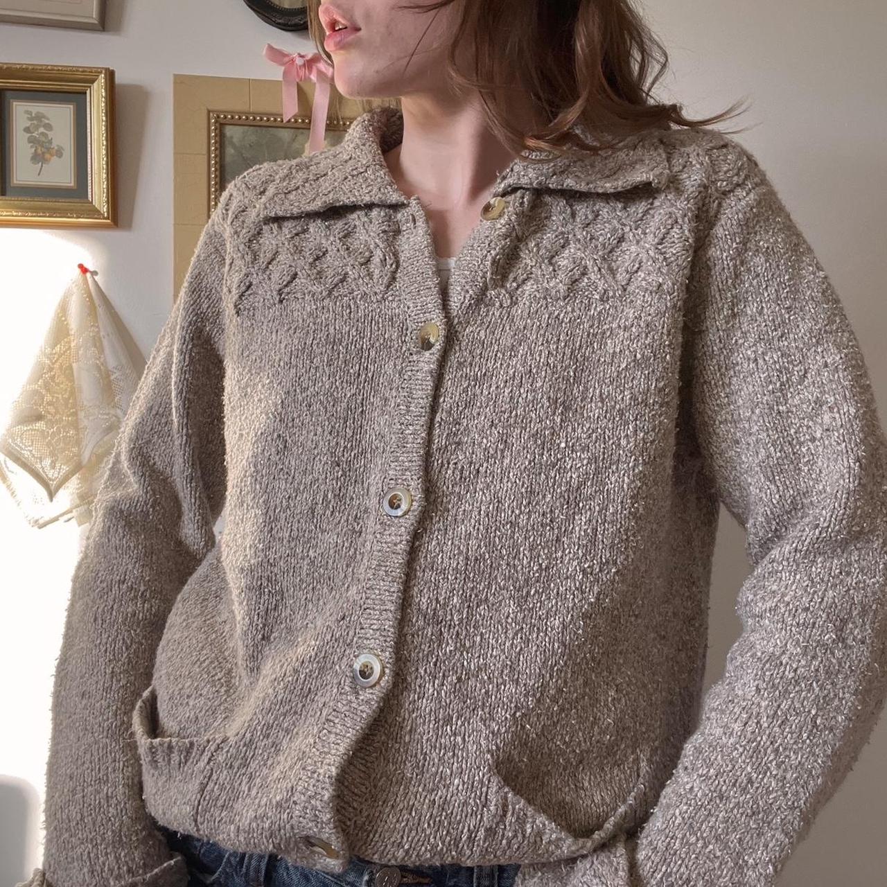 Fawn brown knit cardigan (M)