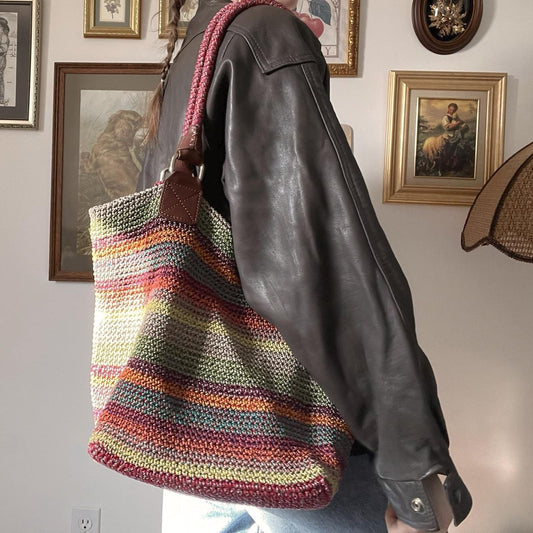 Slouchy rainbow tote bag