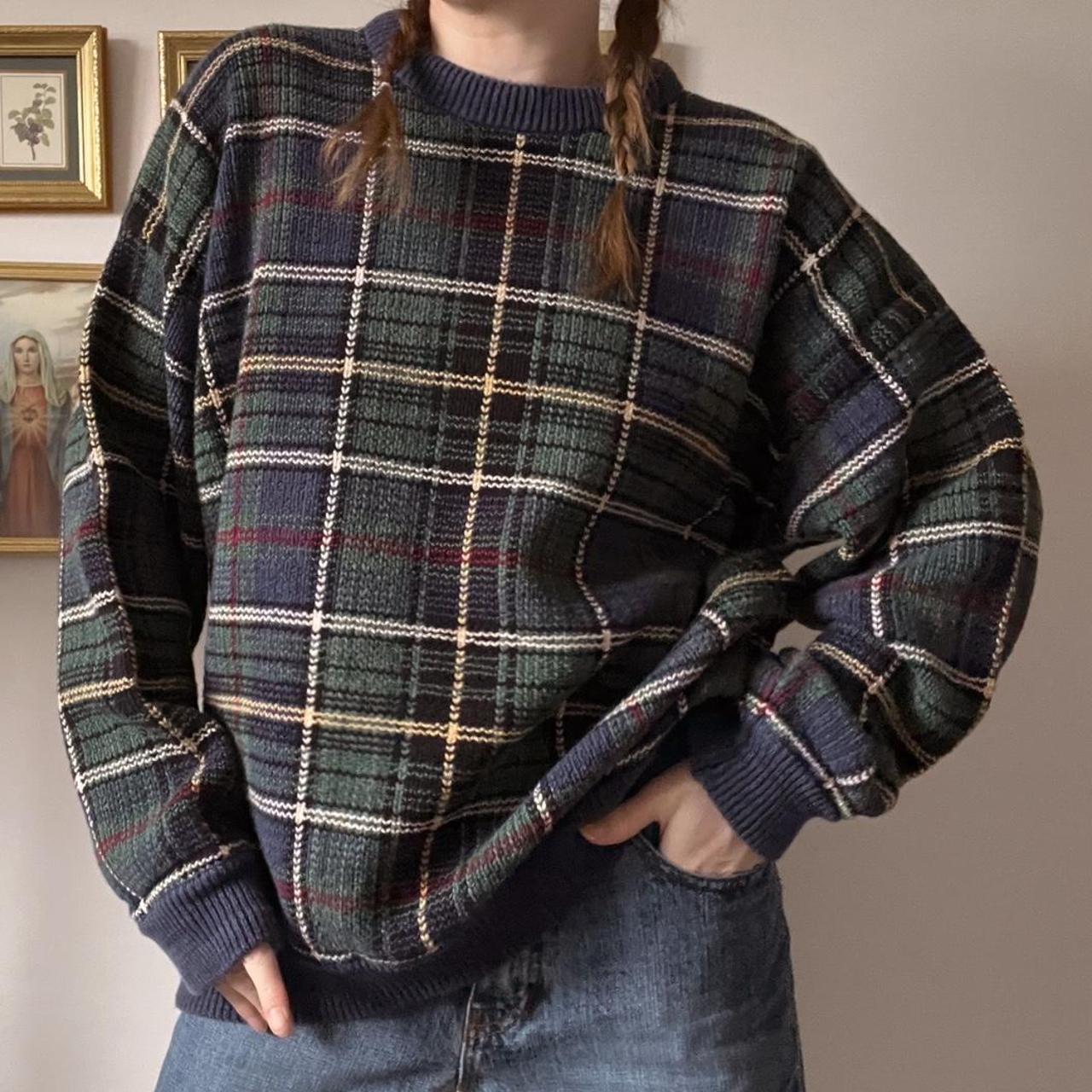 Vintage checkered knit sweater (XL)