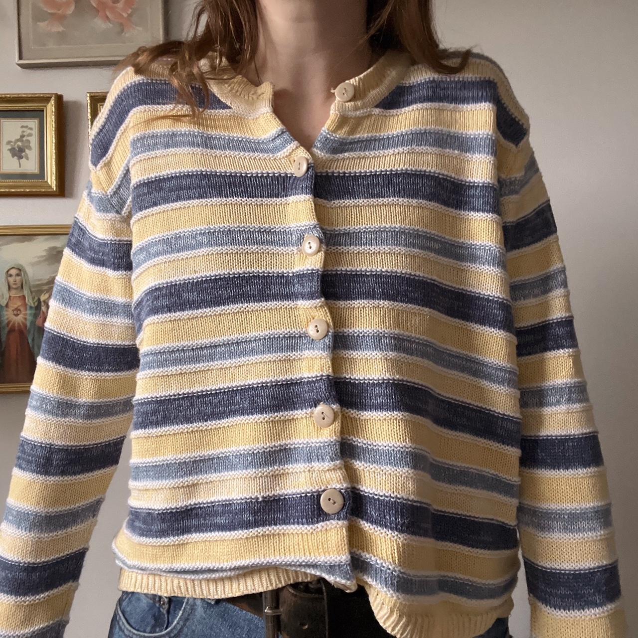 Cozy striped knit cardigan (M)