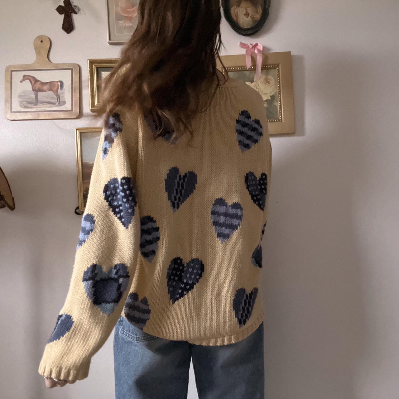 Cream knit hearts cardigan (XL)