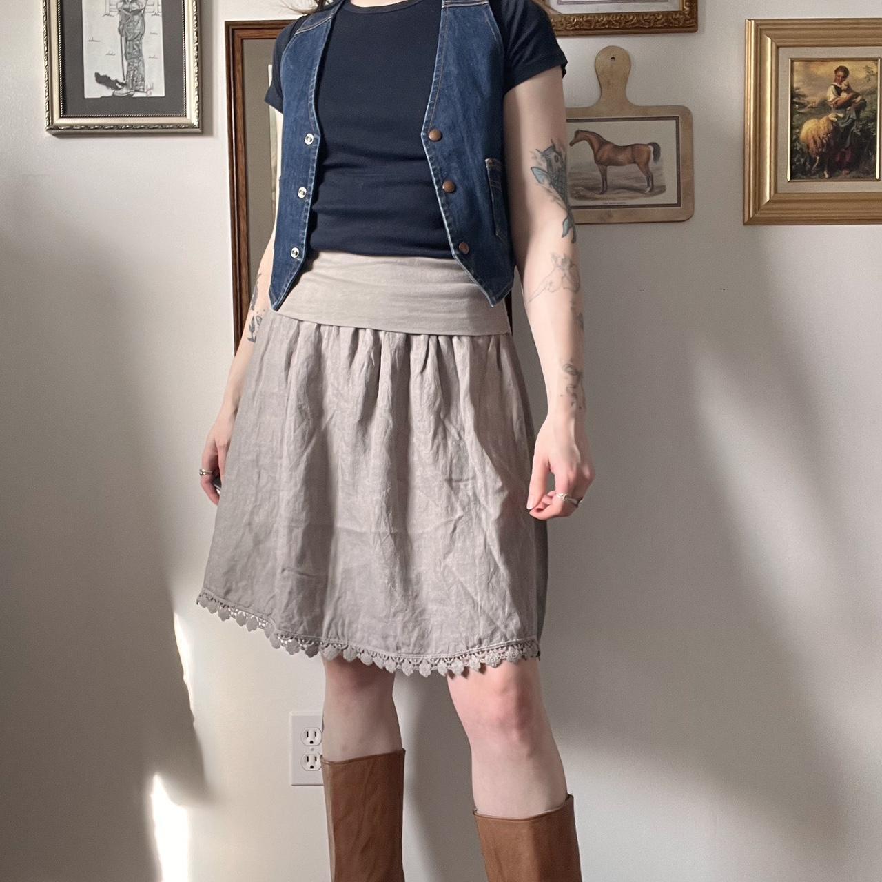 Dove grey linen skirt (S/M)