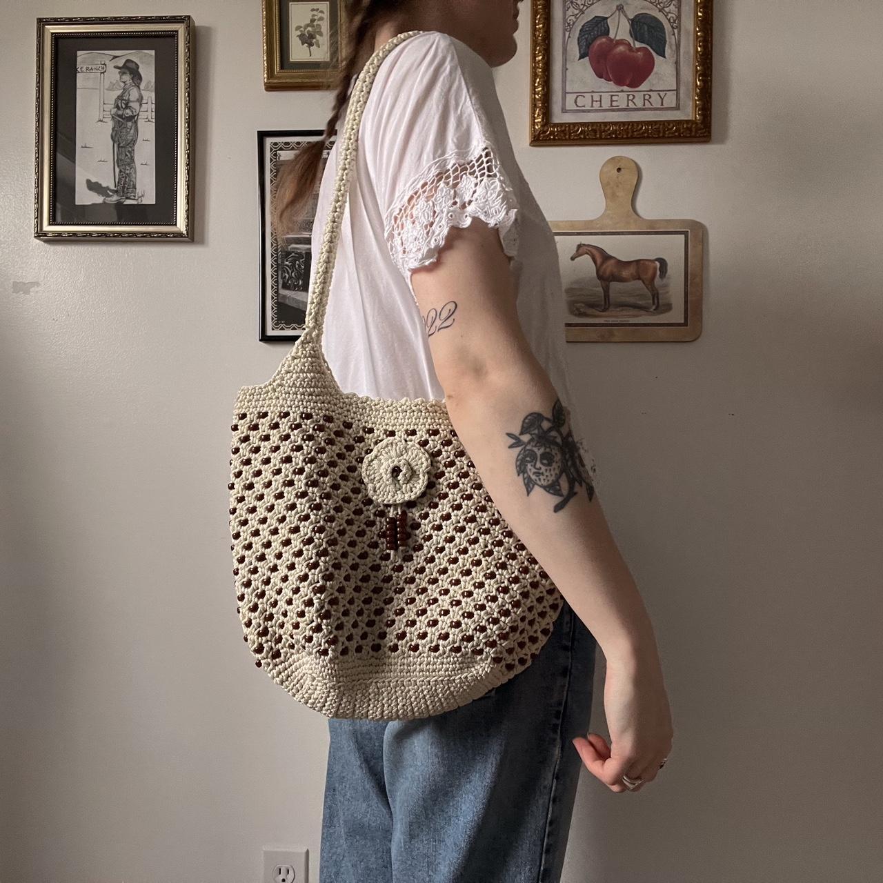 Cream woven tote bag