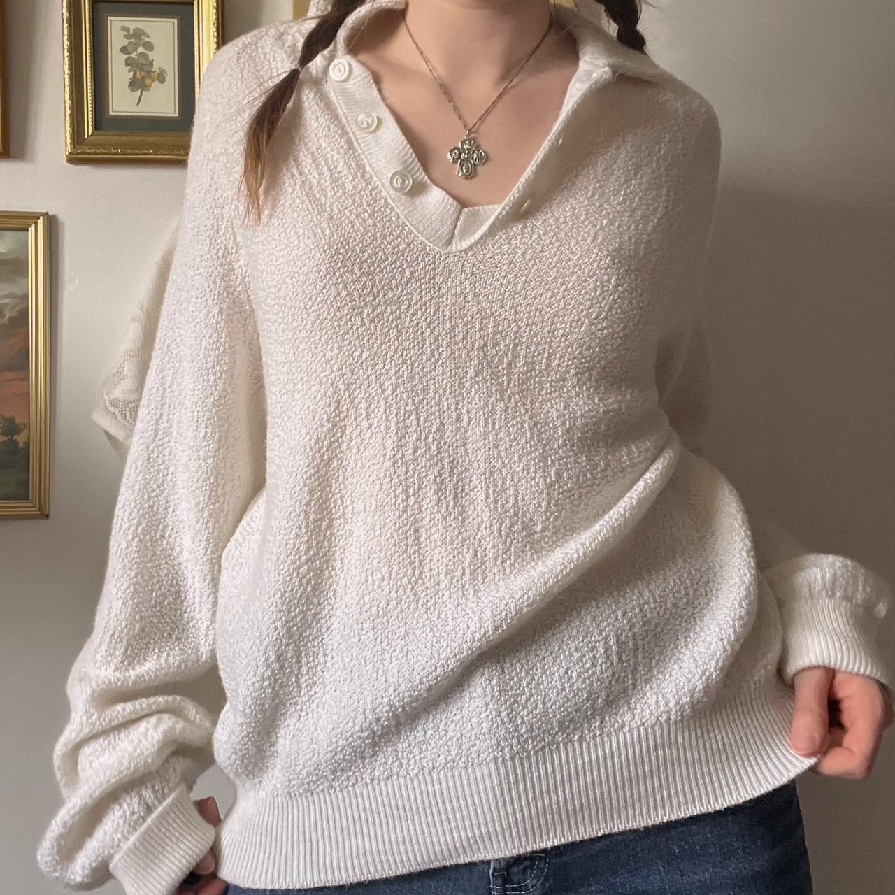 Slouchy white knit sweater (XL)