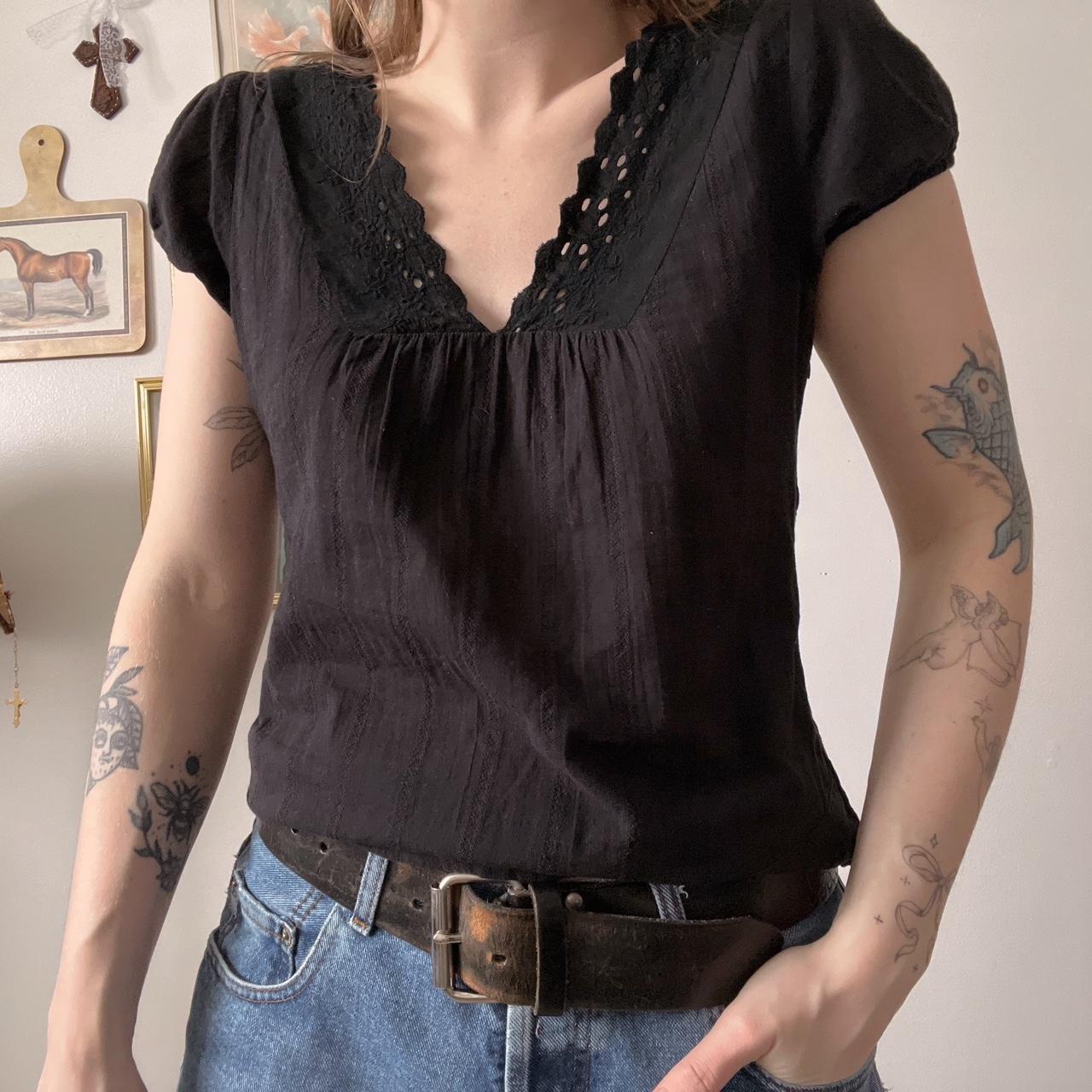 Cotton lace black top (S/M)