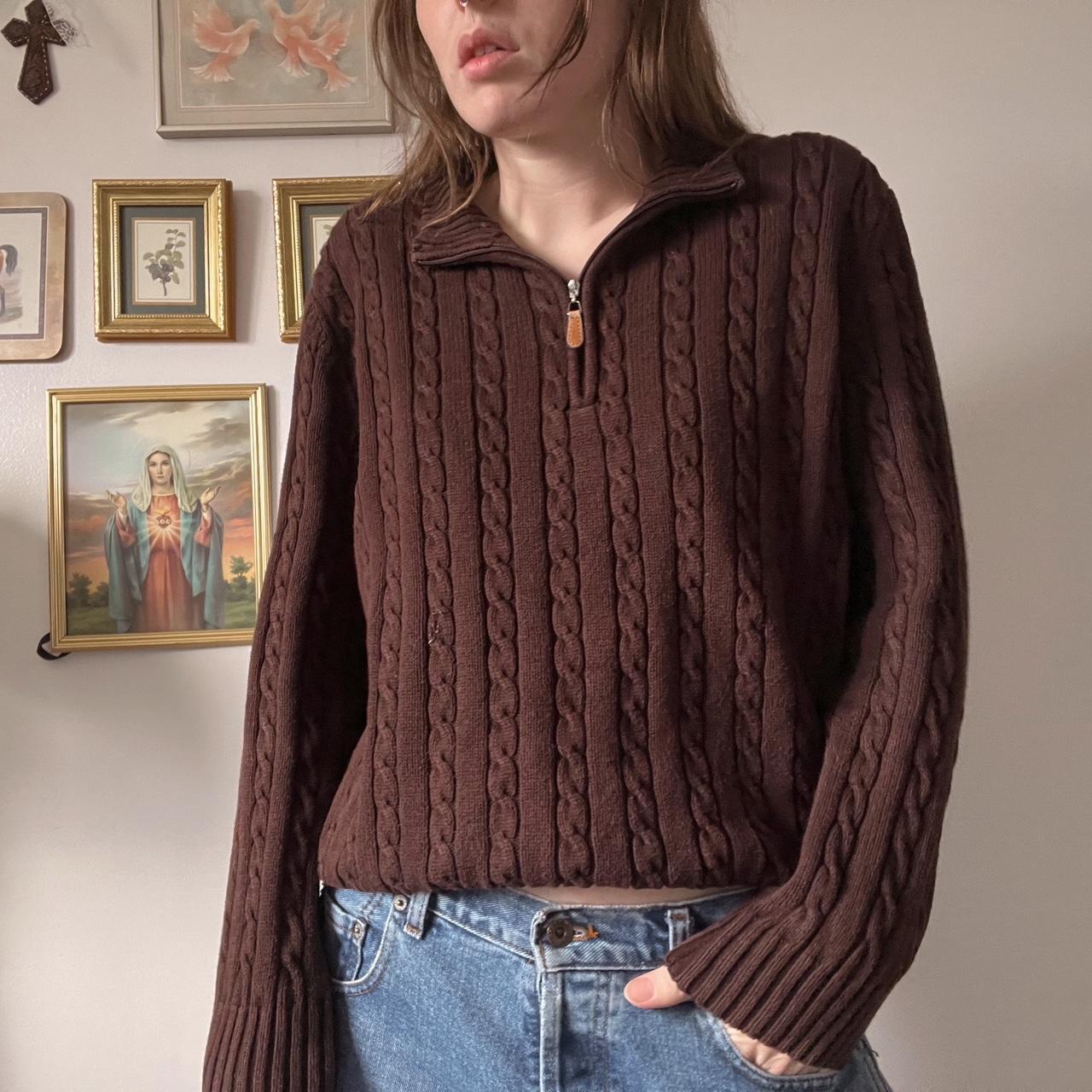 Brown cable knit sweater (M)