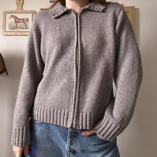 Winter grey knit zip up (M)