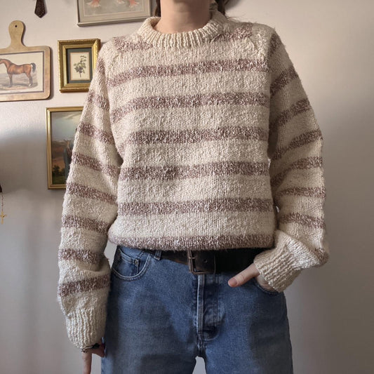 Vintage cream striped sweater (M)