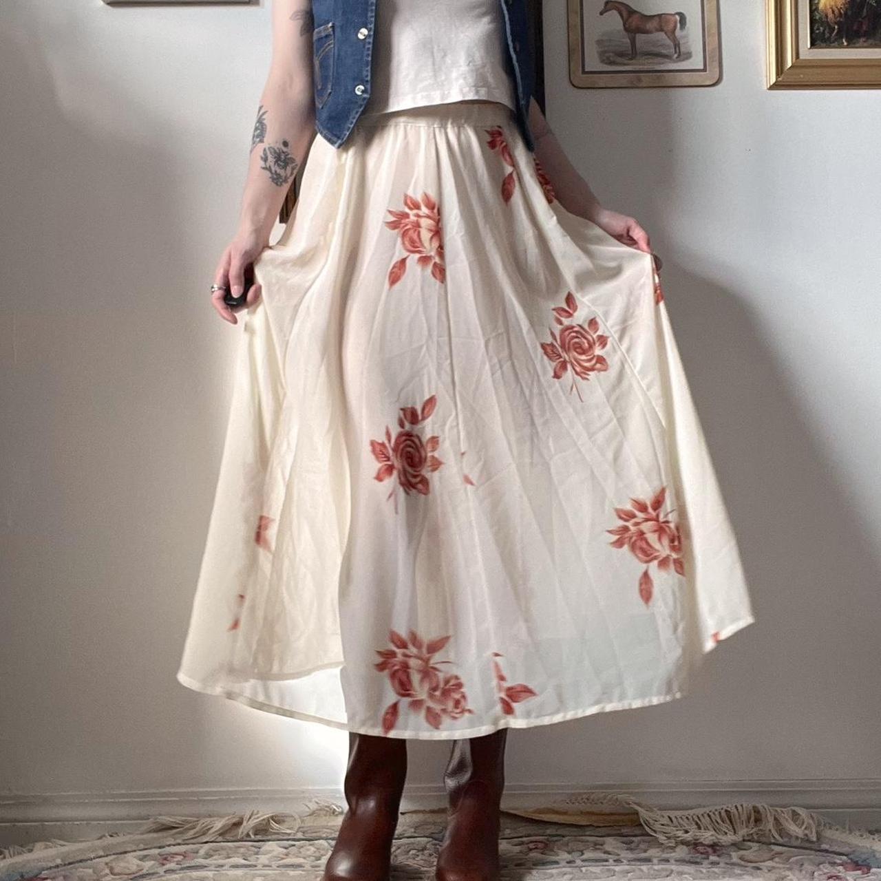 Romantic sheer rose maxi skirt (S)