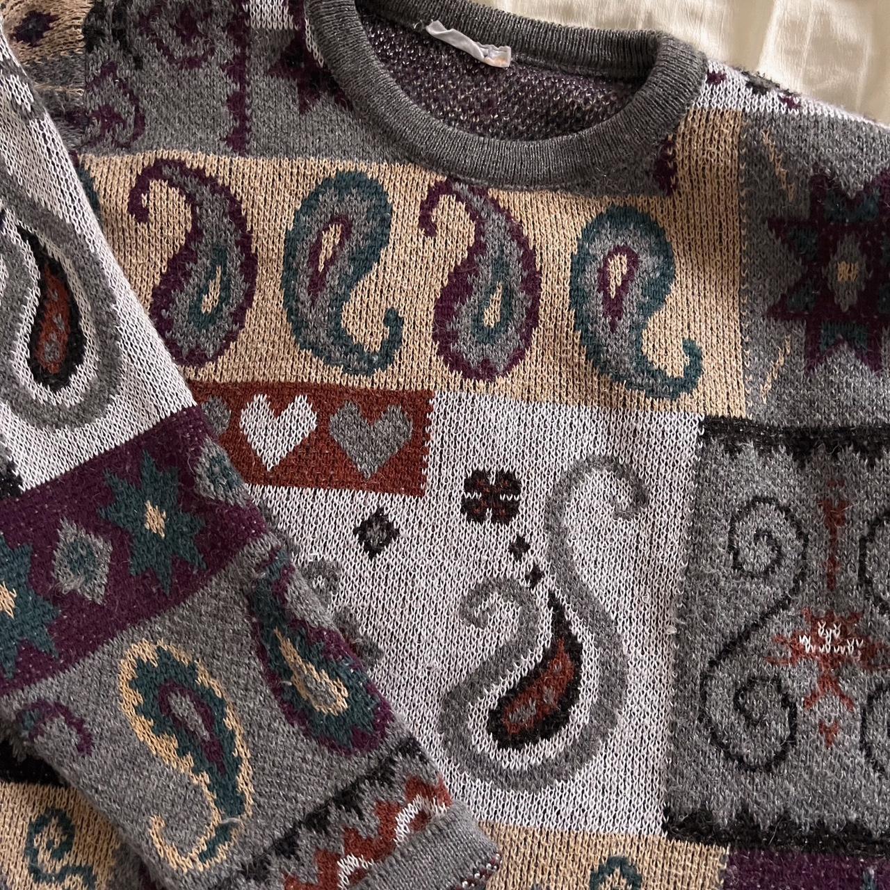 Vintage paisley knit sweater (L)