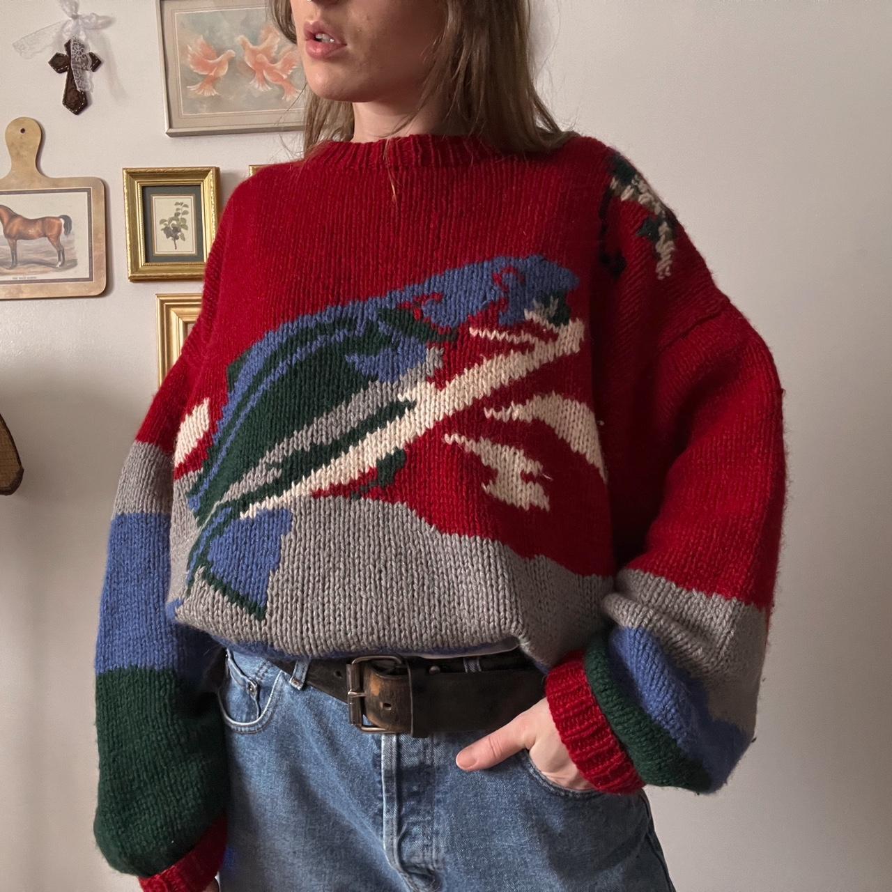 Big trout wool knit sweater (L)