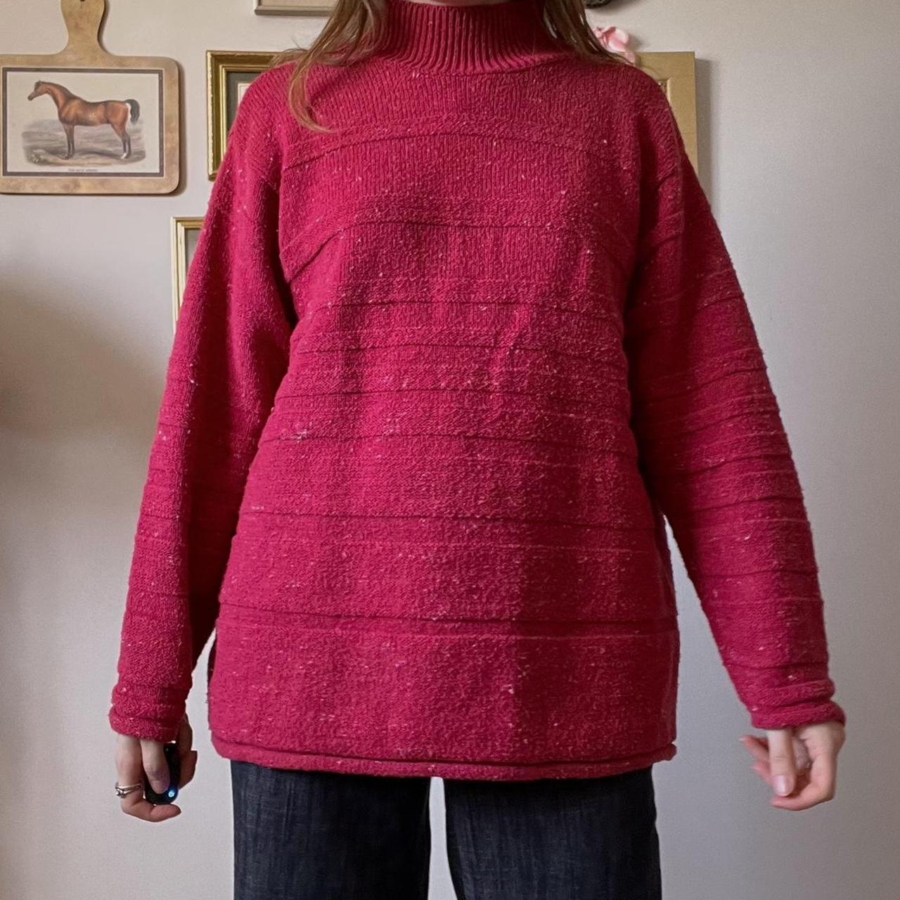 Red speckled knit sweater (L)