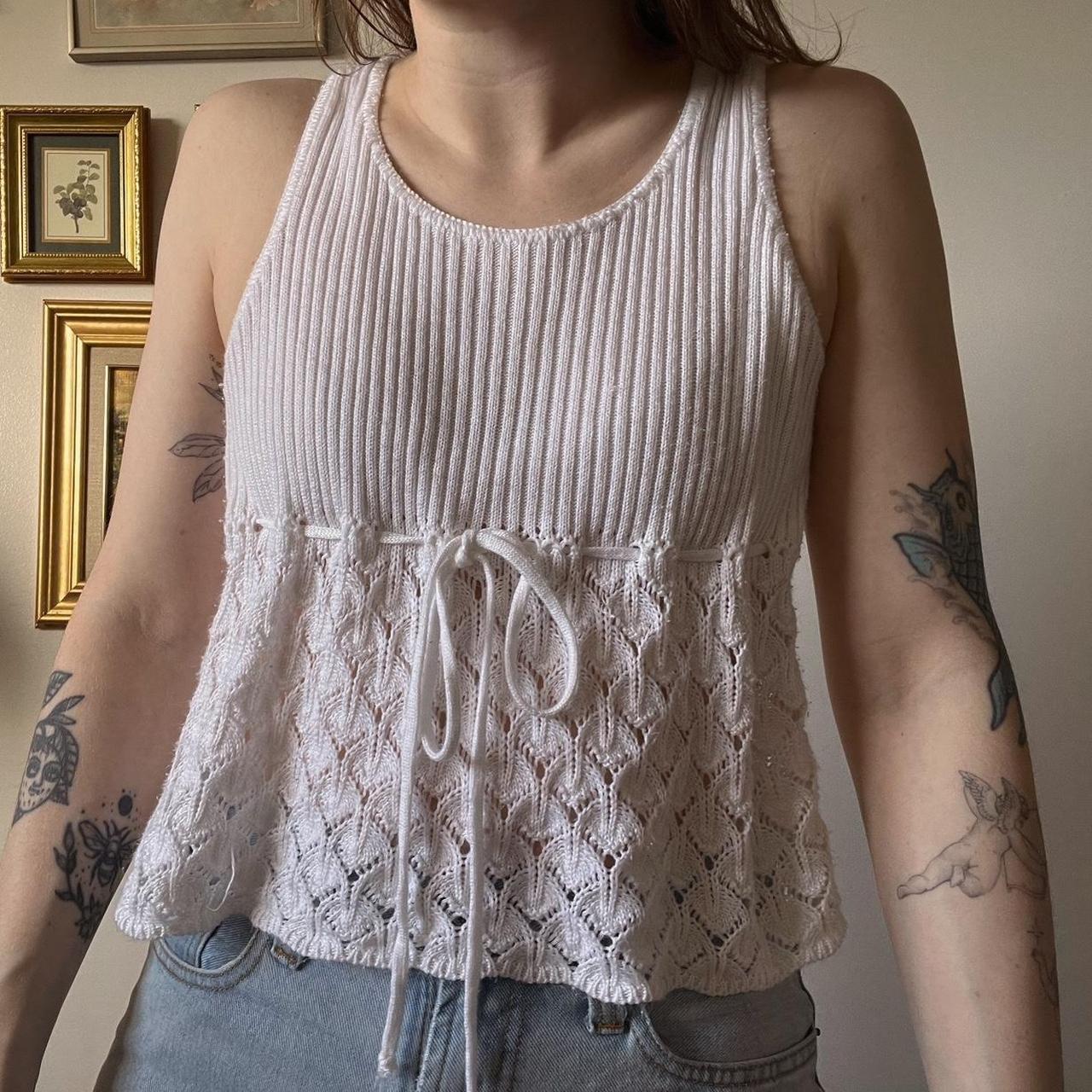 White knit babydoll tank (S)