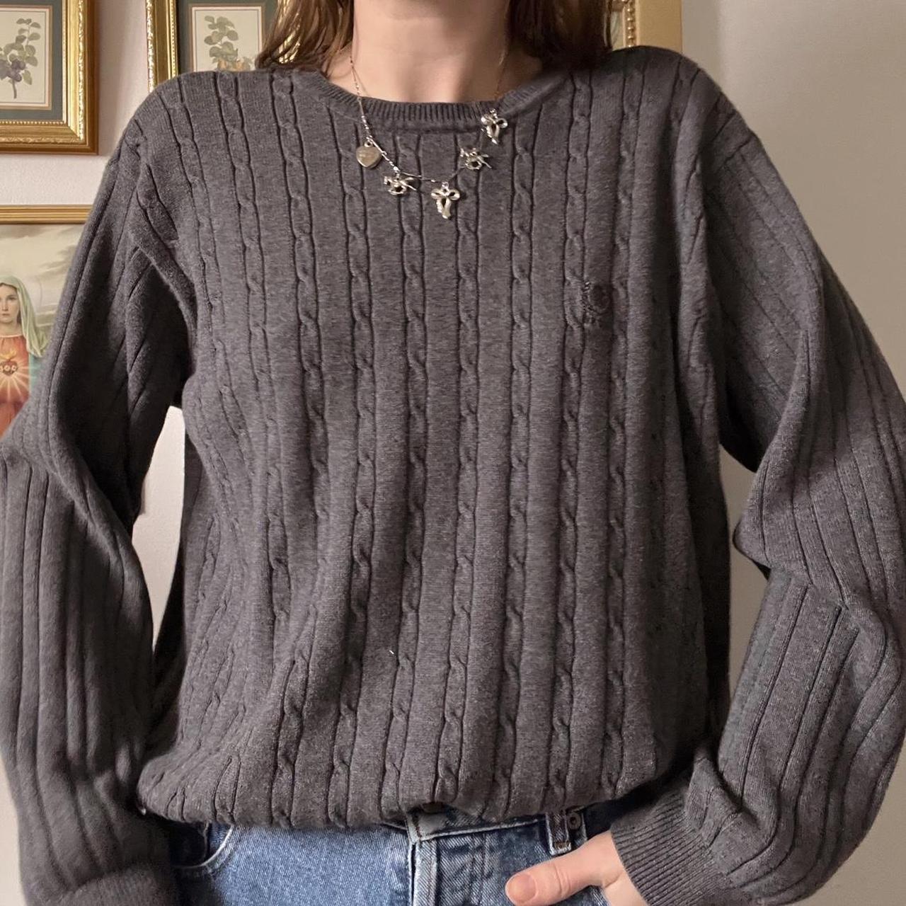 Charcoal grey cable knit (M)