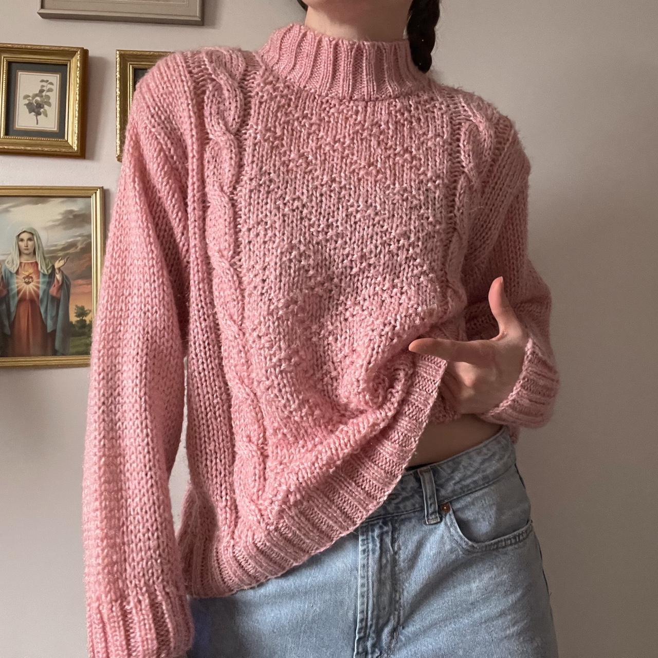 Slouchy pink knit sweater (M)