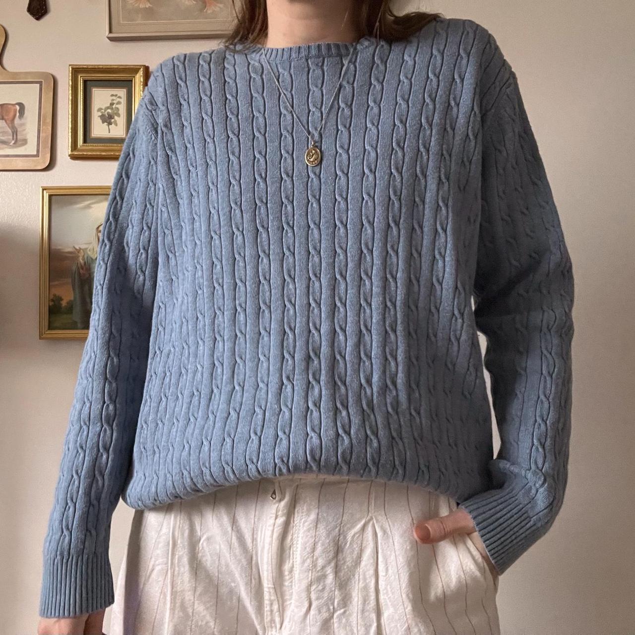 Blue cable knit sweater (M)