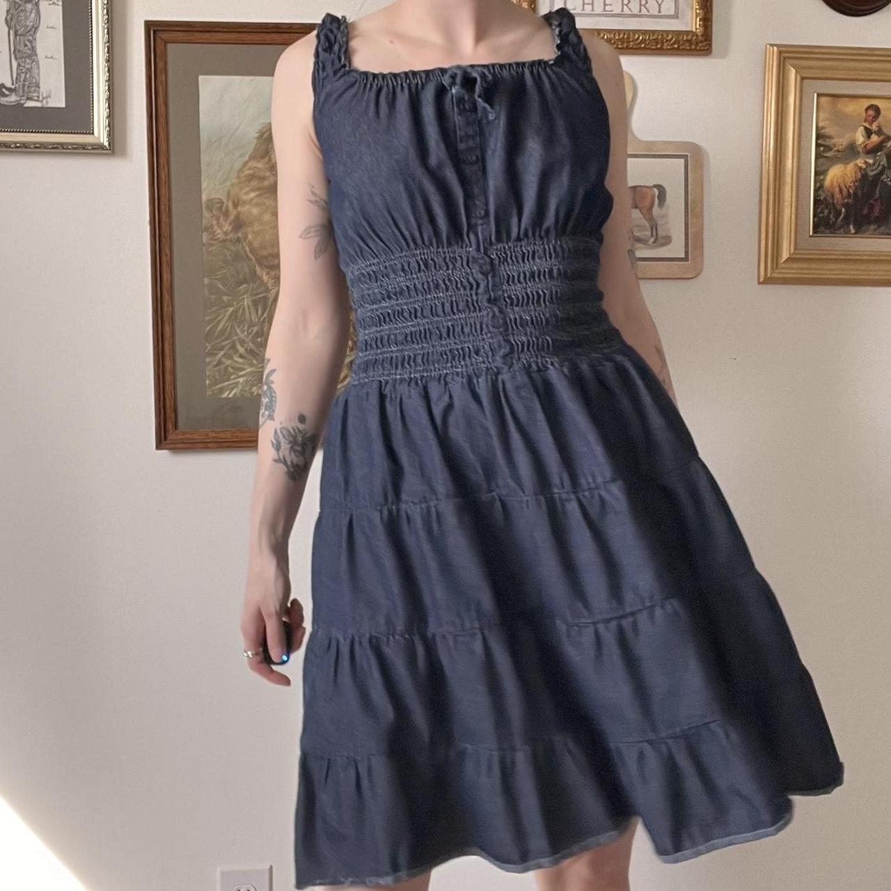 Tiered denim midi dress (M)